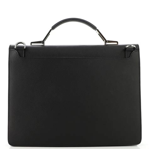 Dior Elite Briefcase Black Grained Calfskin 